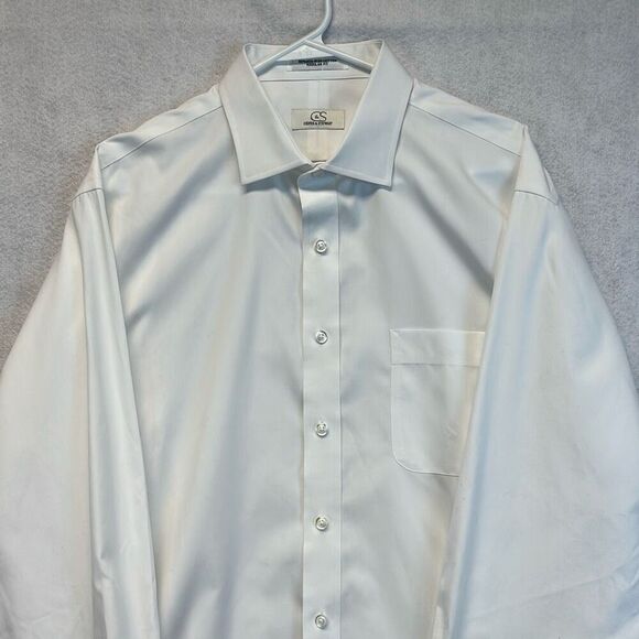 COOPER & STEWART Dress Shirt Men's Large White Regular Fit Long Sleeve Button Up - Picture 1 of 12
